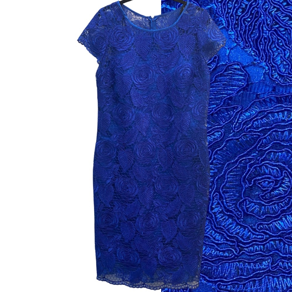 Aspeed Floral Cocktail Dress with Lace Overlay #D109 Size Medium NEW